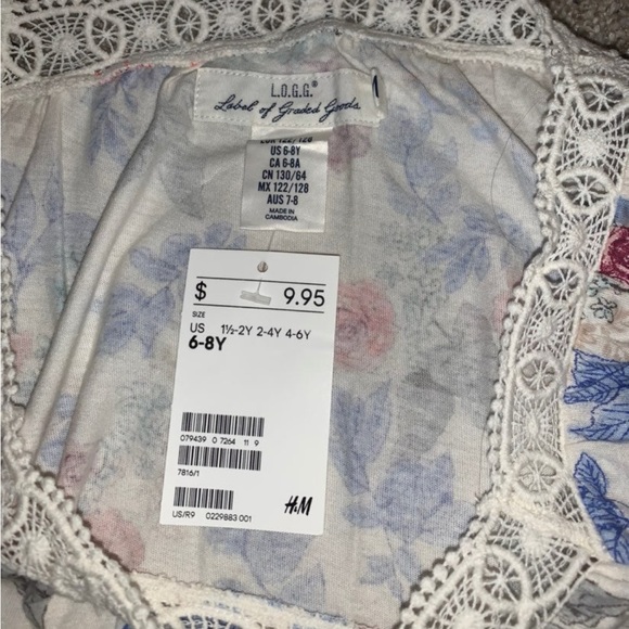 Girls H&M Flower Shirt w/ Lace - Picture 3 of 3